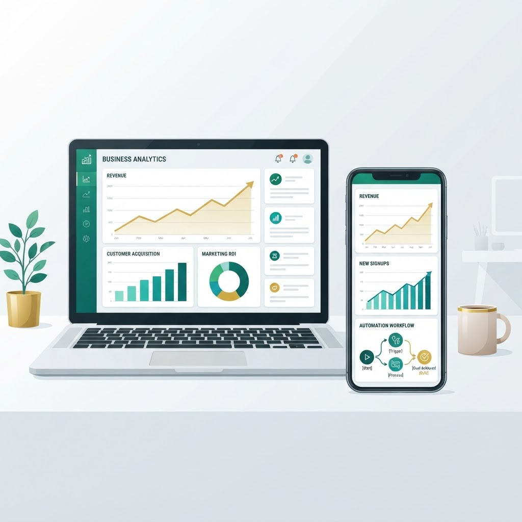 Paparan dashboard analitik jualan GrowBiz